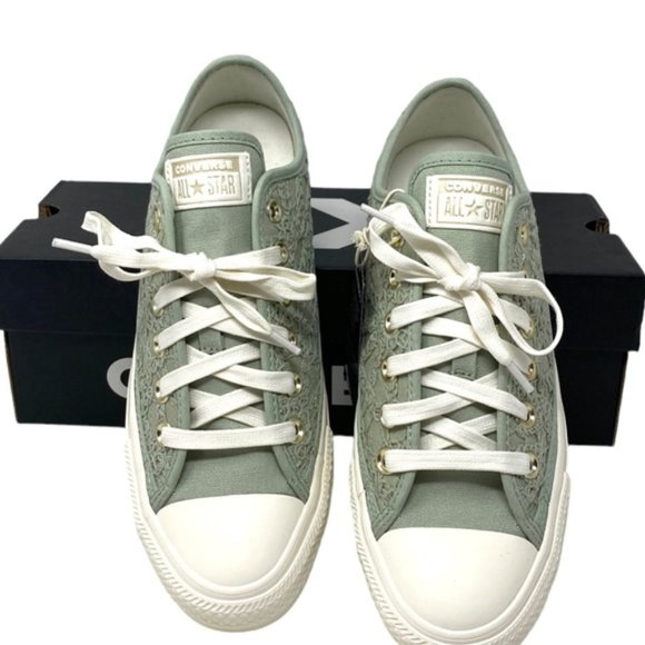 Converse Ctas OX Low Top Sneakers Women's Size Green Canvas Knit Skate A06226C - Picture 3 of 9